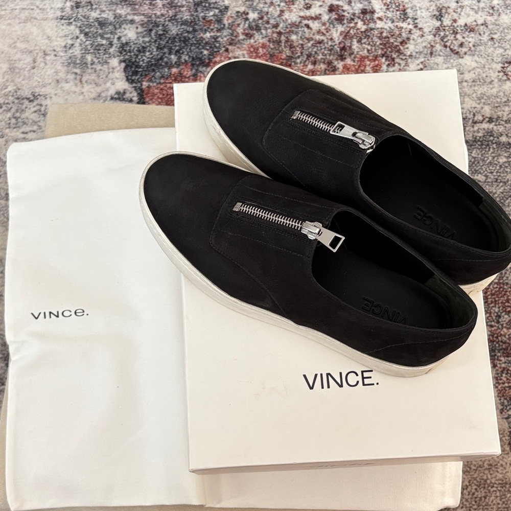 Vince Black and White Zip platform Sneakers